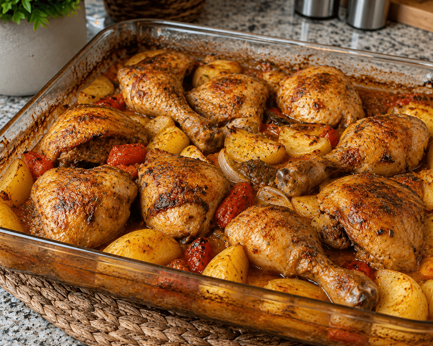 Fırında soslu tavuk patates